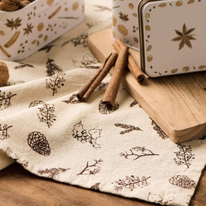 Hovedbilde Jolly kjøkkenhåndkle natur med kongler og kvister